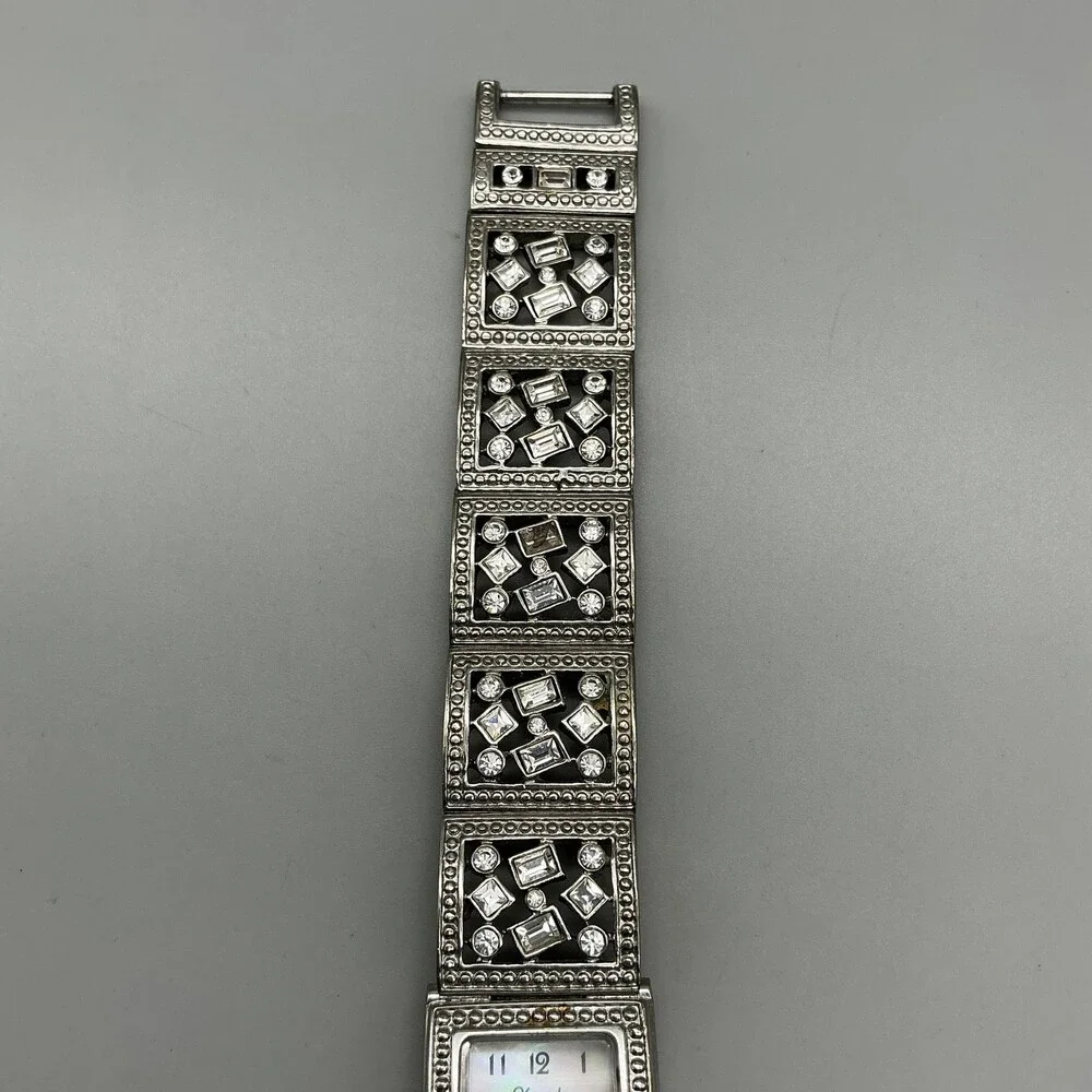 Xanadu Womens Watch 18mm White Dial Silver Tone Gem Bracelet New Battery 7.5